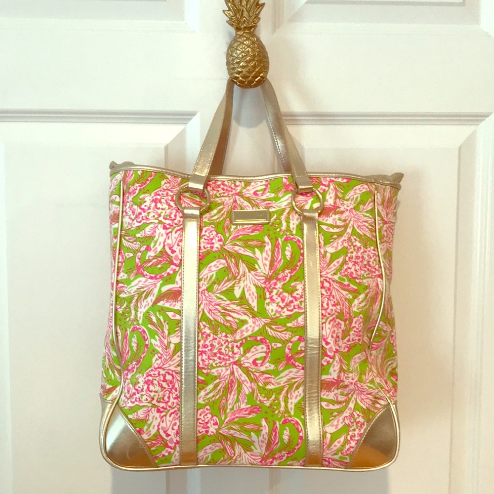 COPY - 🛍 Lilly Pulitzer tote bag with gold leather trim